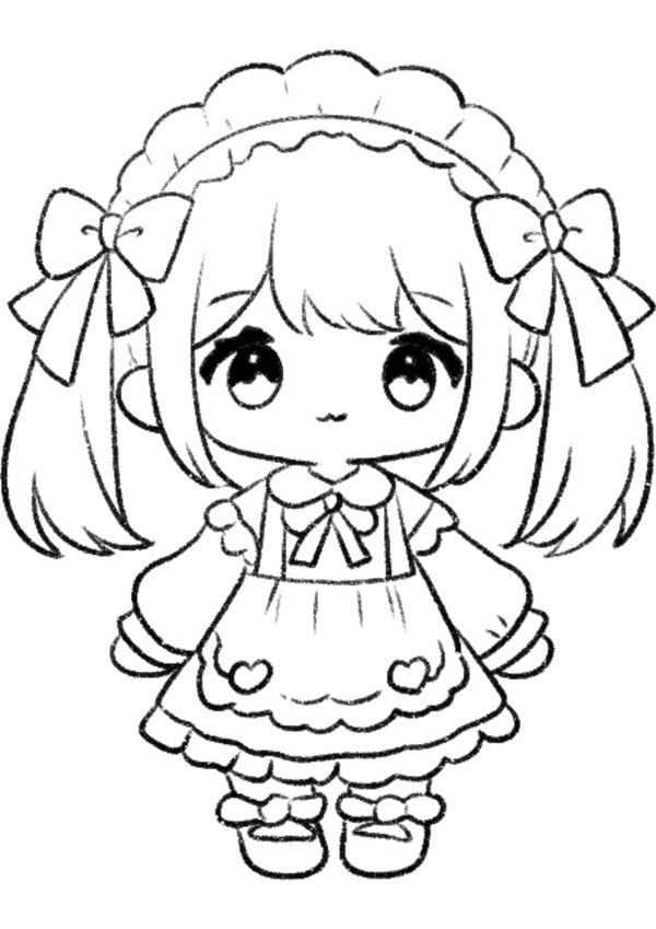 tranh tô màu anime cute 1