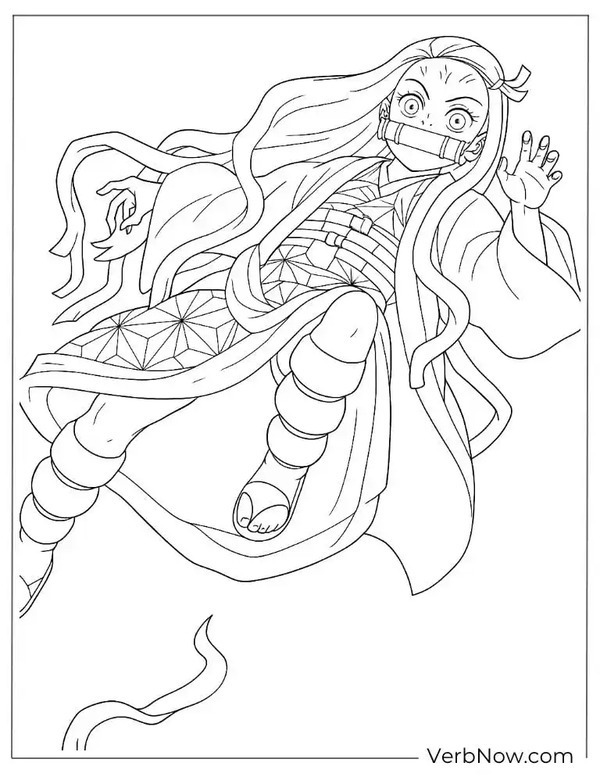 tranh tô màu thanh gươm diệt quỷ nezuko 16