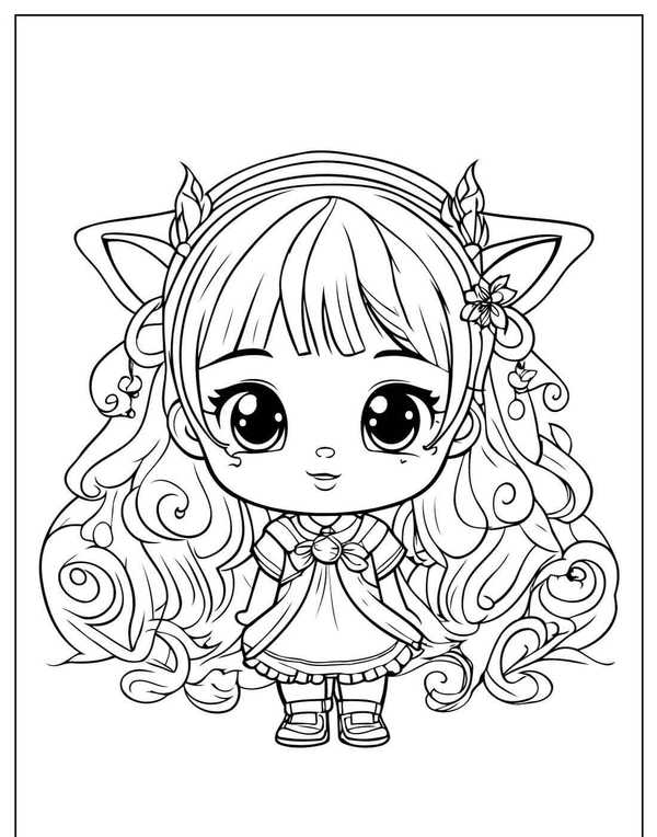 tranh tô màu chibi cute 3