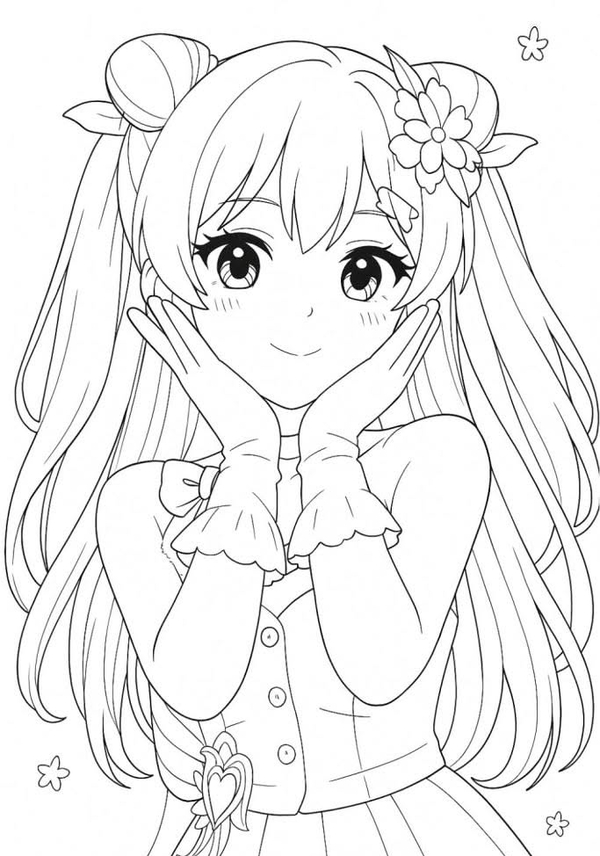 tranh tô màu cô gái anime 15