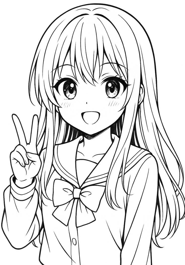 tranh tô màu cô gái anime 17