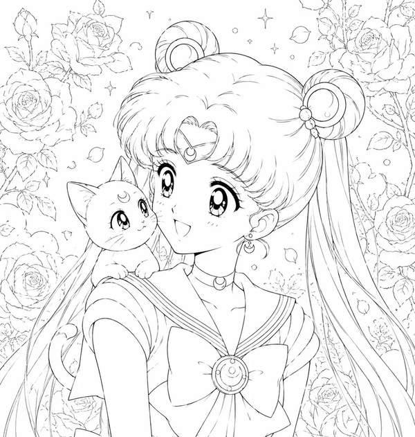 tranh tô màu cô gái anime 27