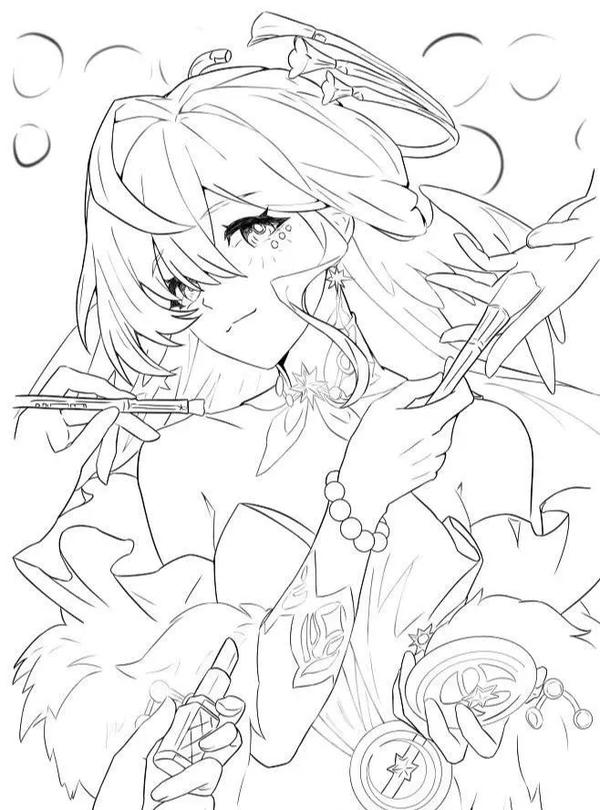 tranh tô màu cô gái anime 34
