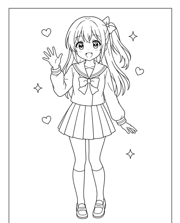 tranh tô màu cô gái anime 8