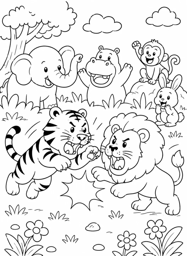 tranh tô màu động vật sống trong rừng 16