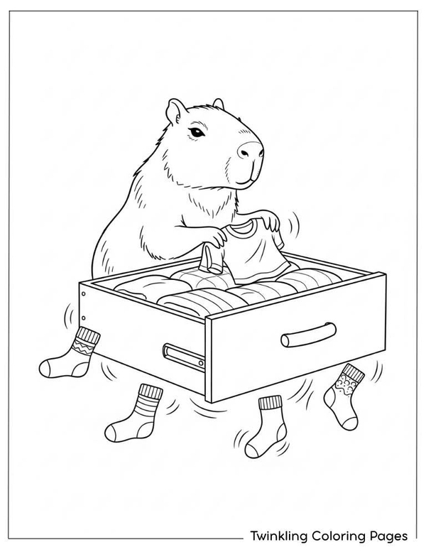 tranh tô màu hình capybara 10