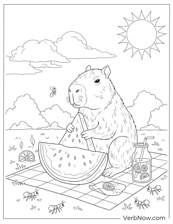 tranh tô màu hình capybara 14