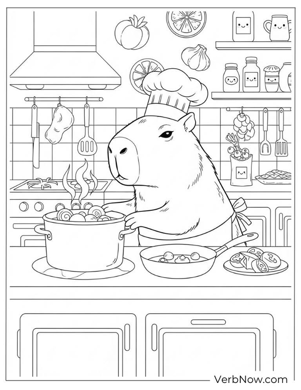 tranh tô màu hình capybara 19