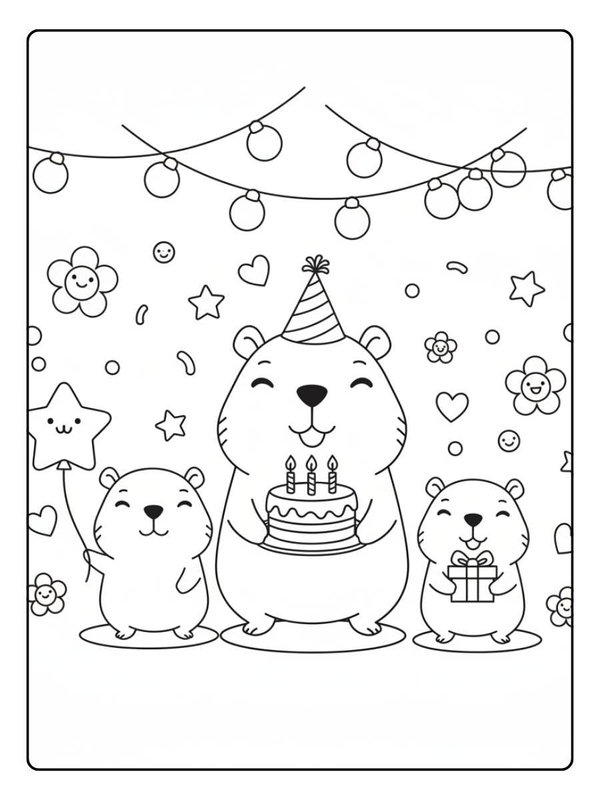 tranh tô màu hình capybara 25