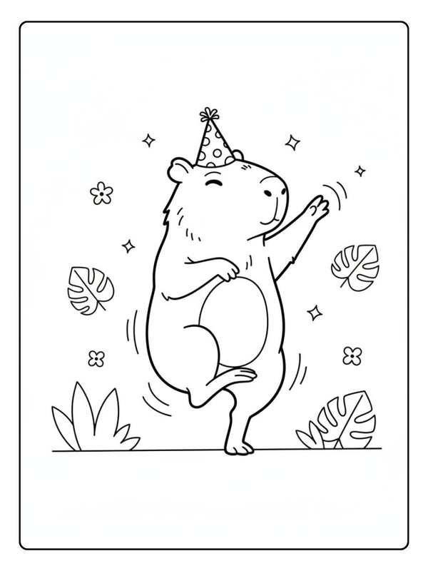 tranh tô màu hình capybara 27