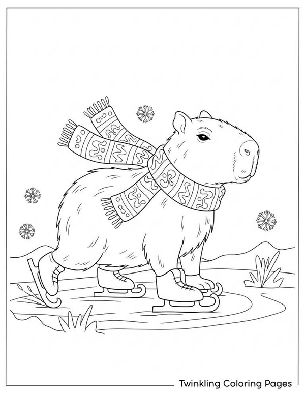 tranh tô màu hình capybara 3