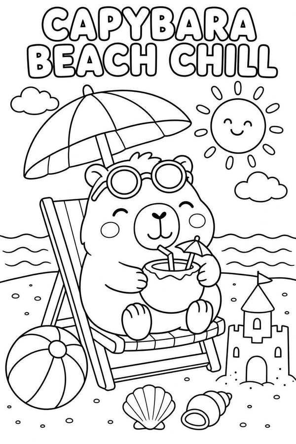 tranh tô màu hình capybara 36