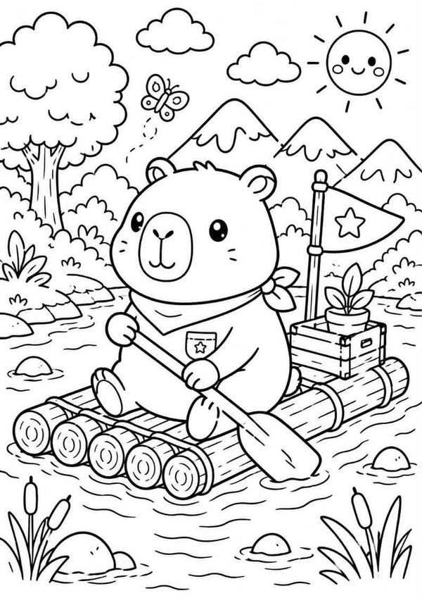 tranh tô màu hình capybara 37