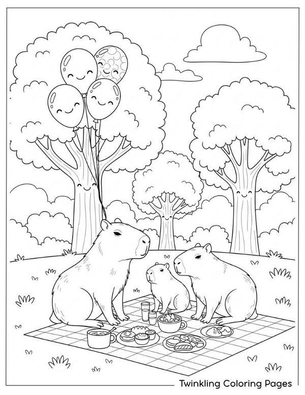 tranh tô màu hình capybara 5