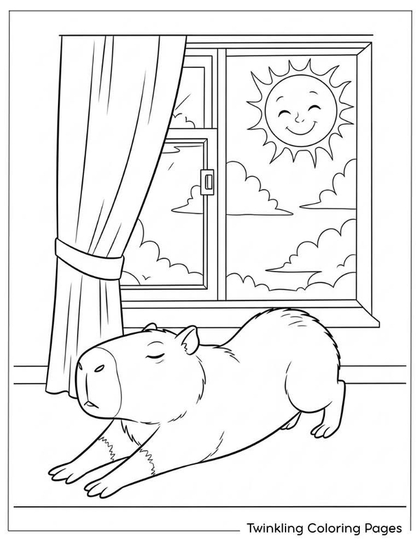 tranh tô màu hình capybara 6
