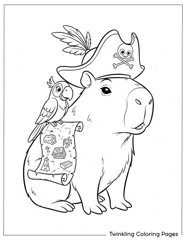 tranh tô màu hình capybara 8