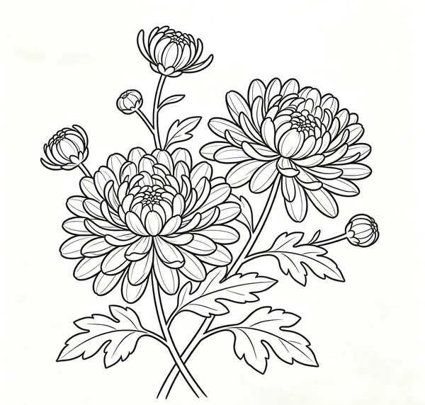 tranh tô màu hoa cúc 23