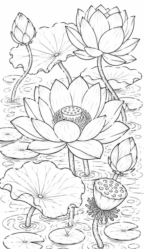 tranh tô màu hoa sen 17