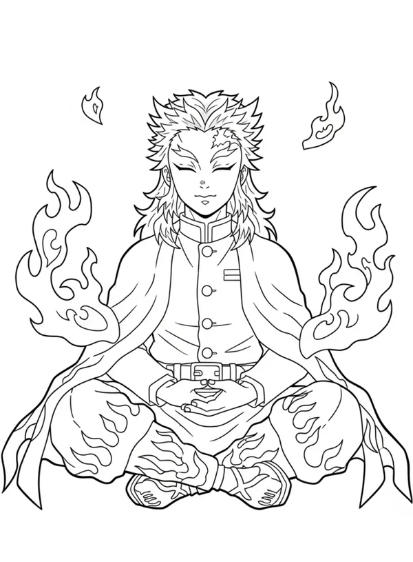 tranh tô màu thanh gươm diệt quỷ rengoku 19