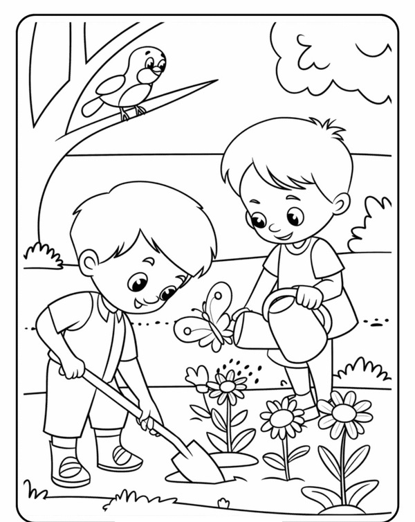 tranh tô màu vườn hoa 31