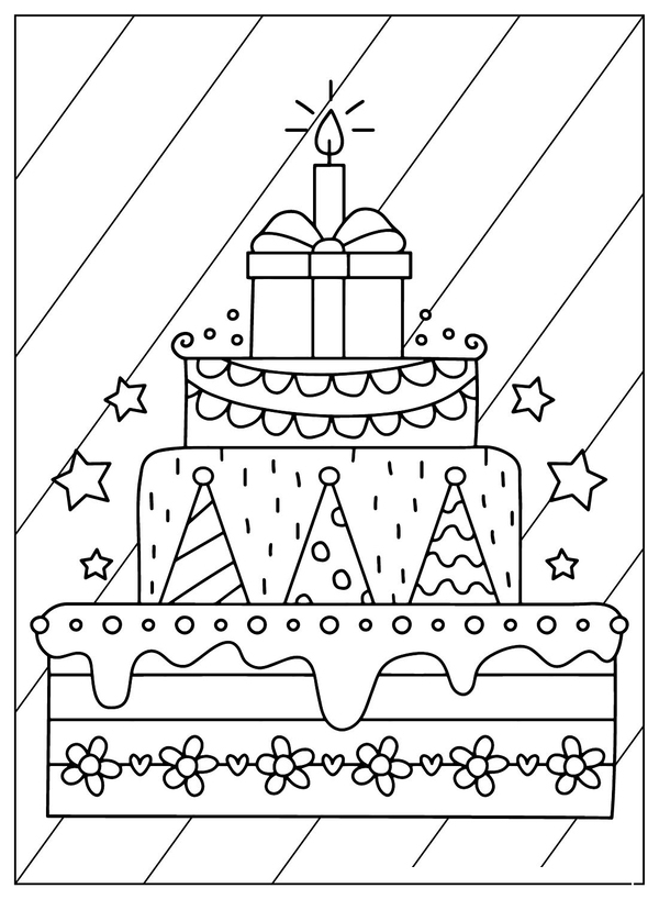 tranh tô màu bánh sinh nhật 9