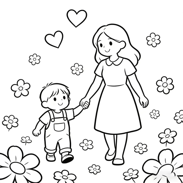tranh tô màu chân dung mẹ 2